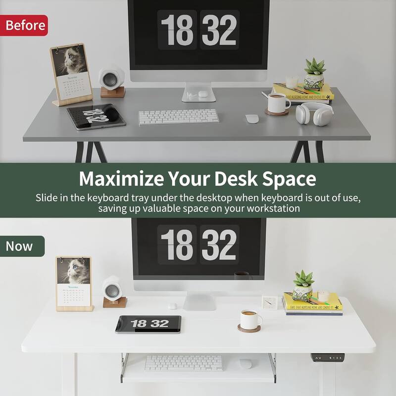FEZIBO Standing Desk with Keyboard Tray, Electric Height Adjustable Desk, Sit Stand Up Desk, Computer Office Desk