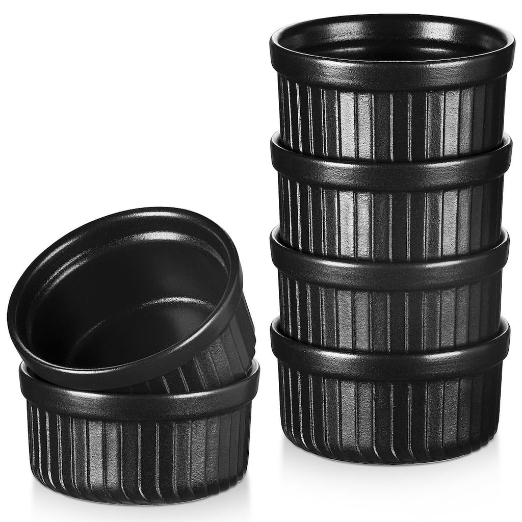 vancasso FORTE 6-Piece Stoneware Matte Black Round Baking Dish