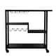 preview thumbnail 8 of 11, SEI Furniture Holly & Martin Zephs Bar Cart – Black w/ Smoked Mirror