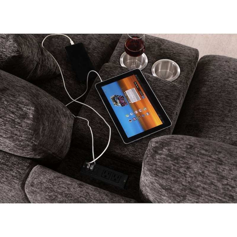 Modern Modular Sectional Sofa with Ottomans and Built-in Console, Cupholders