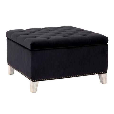 29.5" Wide Velvet Tufted Square Ottoman With Storage