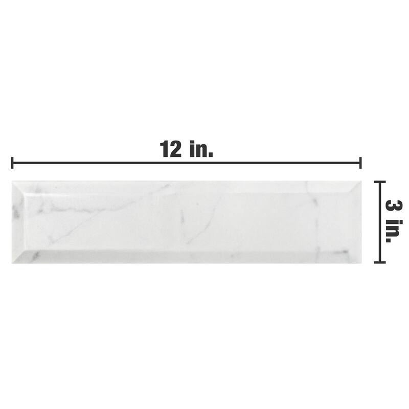 Merola Tile Classico Carrara Glossy Metro 3" x 12" Ceramic Wall Tile