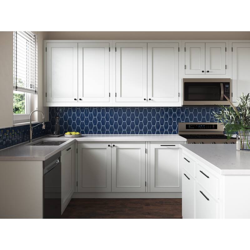 Long Hex 11 in. x 11 in. Glass Mesh-Mounted Mosaic Tile