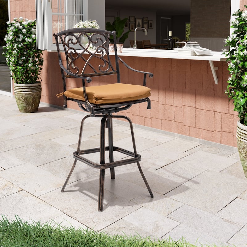 VredHom Outdoor Swivel Bar Stool with Sunbrella Cushion