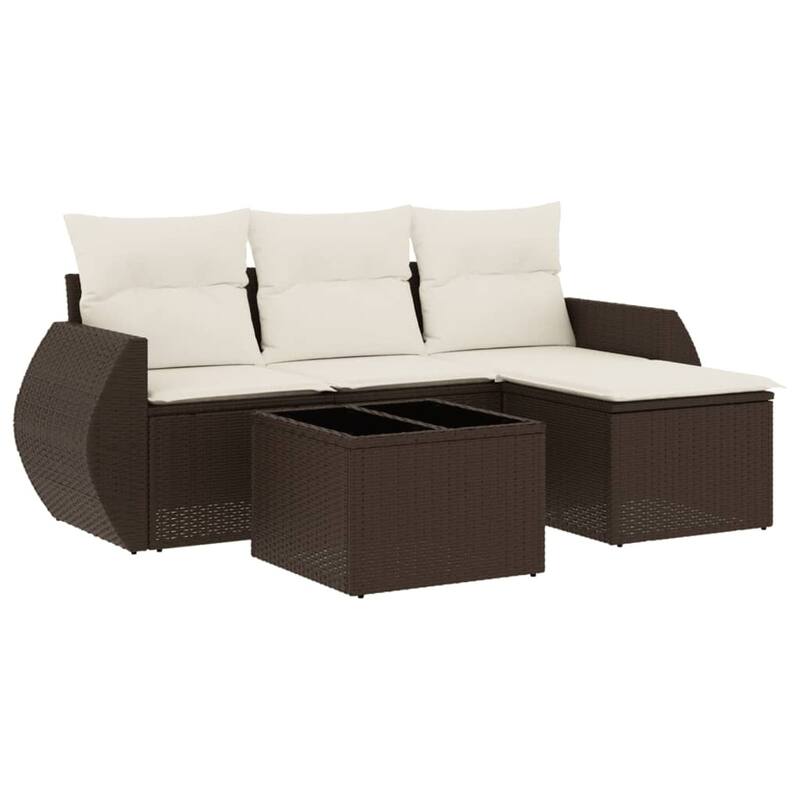 vidaXL Garden Sofa Set Brown and Cream - 21.7 x 21.7 x 14.6