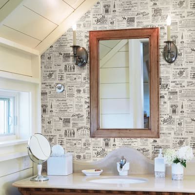 Faux Effects Dolan Adamstown Black Newspaper 33' L X 20.5 W Wallpaper Roll