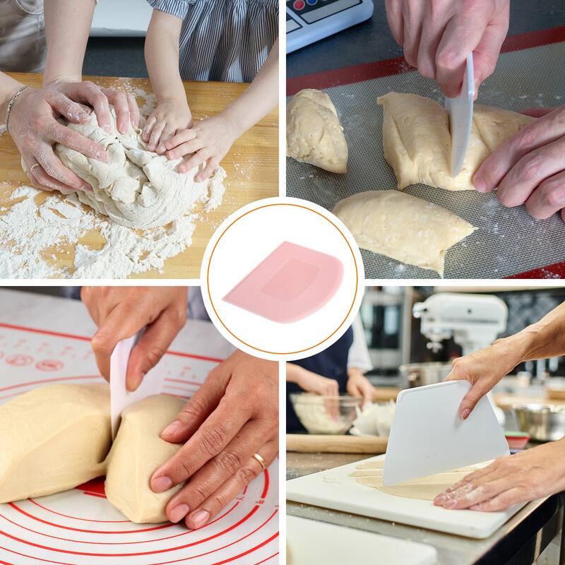 12Pcs Plastic Cake Scraper Dough Cutter for Kitchen, Pink