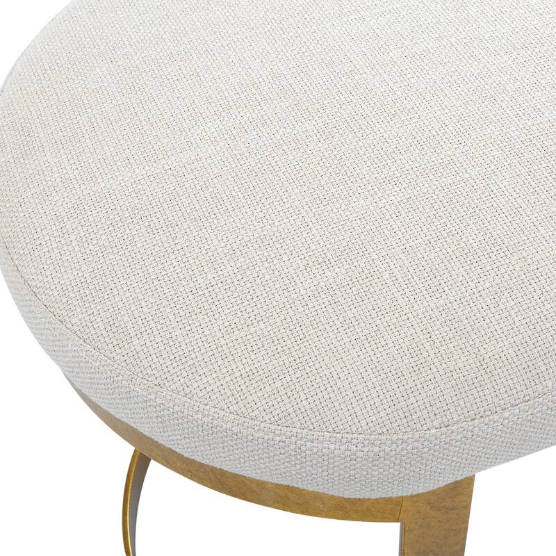 Hand Forged Accent Stool with Upholstered Seat - 24" - Beige and Gold