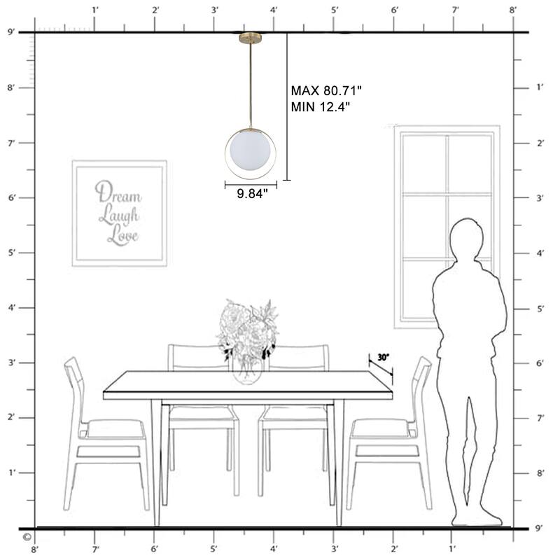 Modern 10-In Single Light LED Pendant Opal Glass Shade Metal Frame - Dia.10-in