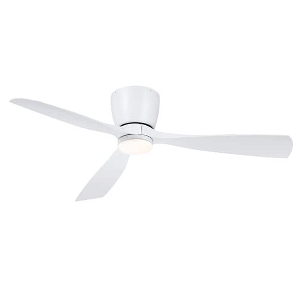slide 2 of 8, Fanimation Klinch 52 inch Indoor/Outdoor Flush Mount Ceiling Fan with LED Light Kit and Remote - Matte White