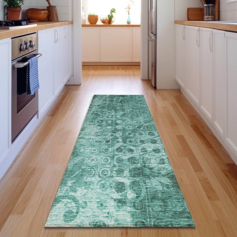 Premium Washable Super Soft Modern Impressions Mayfield Rug - Teal - 2' 3" x 7' 6" - Runner