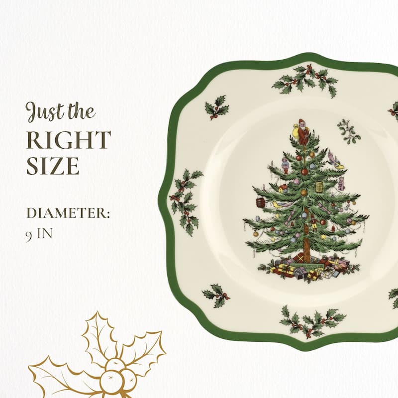 Spode Christmas Tree Scalloped Salad Plate - 9" D