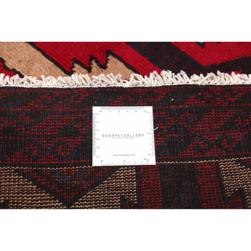 ECARPETGALLERY Hand-knotted Baluch Red Wool Rug - 3'4 x 6'5