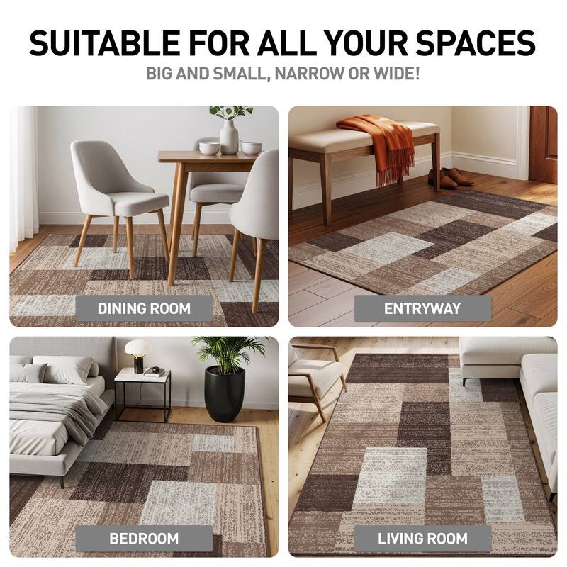 World Rug Gallery Contemporary Distressed Boxes Area Rug