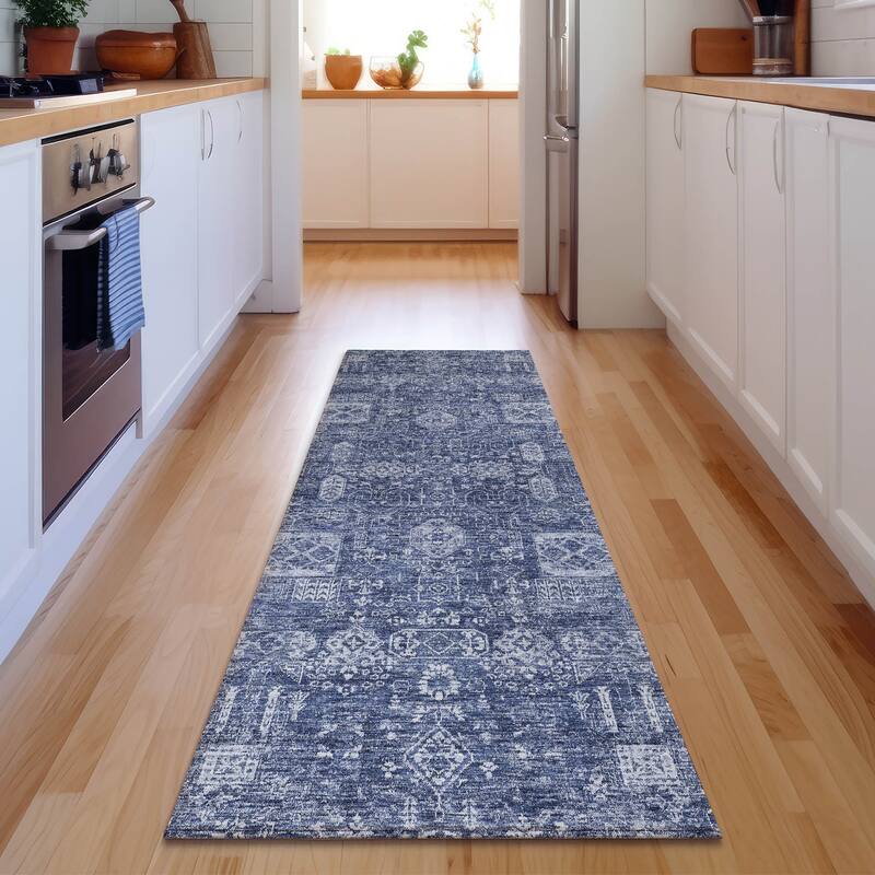 Premium Washable Super Soft Traditional Persian Mayfield Rug - Navy - 2' 3" x 7' 6" - Runner