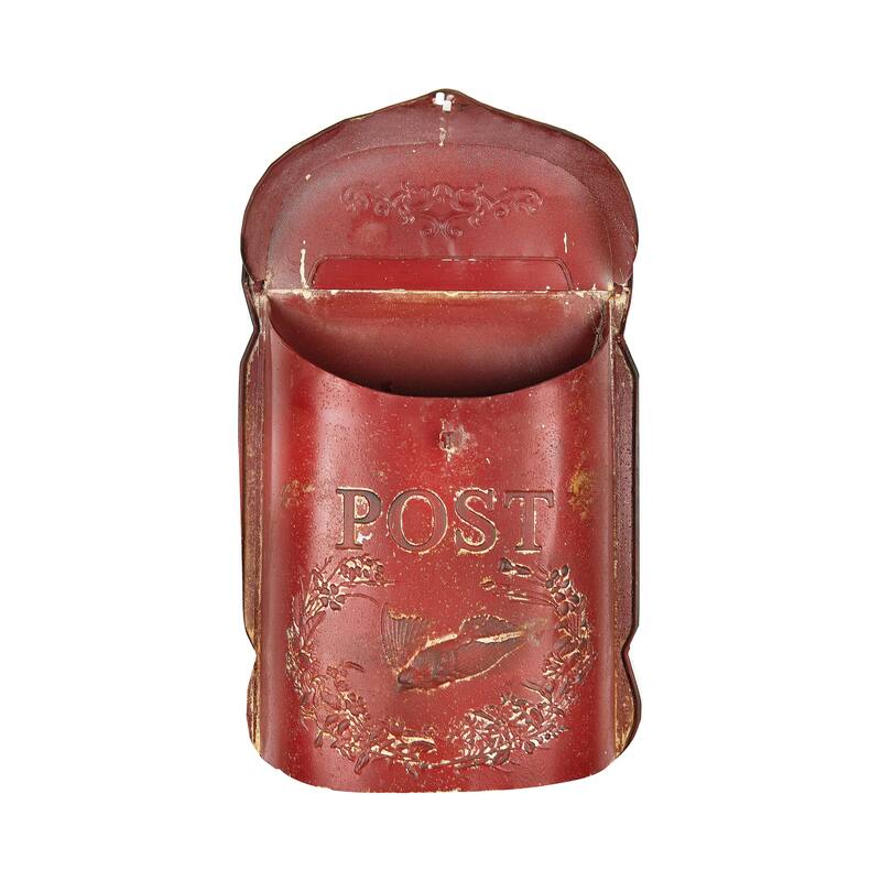 Embossed Tin Post Box with Distressed Finish