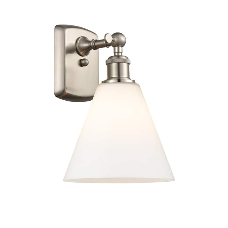 Innovations Lighting 516-1W-11-8 Berkshire Sconce Berkshire 11" Tall - Brushed Satin Nickel / Matte White