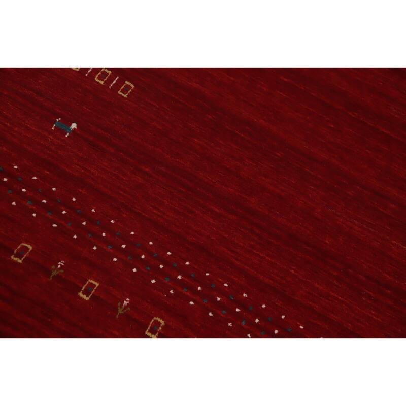 Hand Knotted Oriental 100% Wool Carpet Tribal Animal Pictorial Red Gabbeh Area Rug - 8' 1'' X 5' 5''