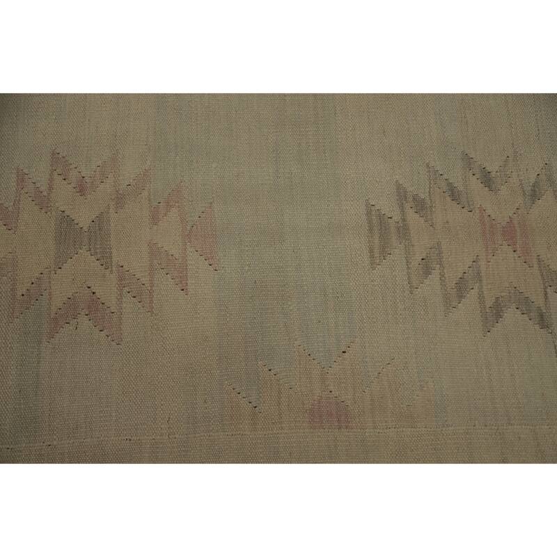 Hand Woven Oriental 100% Wool Carpet Southwestern Tribal Greys & Charcoal Kilim Area Rug - 9' 8'' X 8' 1''