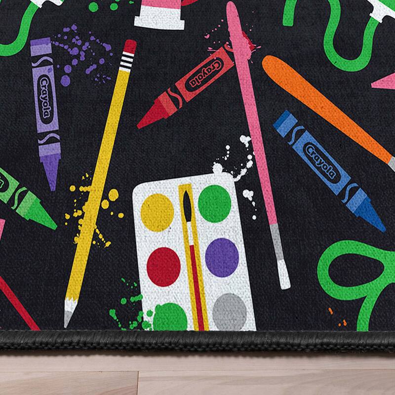 Crayola Art Supplies Black Abstract Area Rug By Well Woven