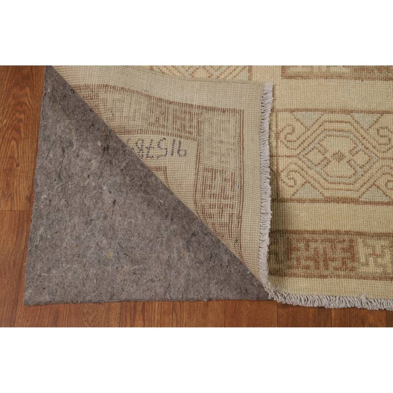 All-Over Vegetable Dye Khotan Turkish Area Rug Handmade Wool Carpet - 8'11" x 11'10"