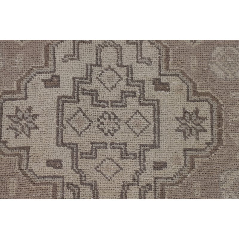 Beige Distressed Tabriz Persian Vintage Rug Handmade Wool Carpet - 6'4"x 9'8"