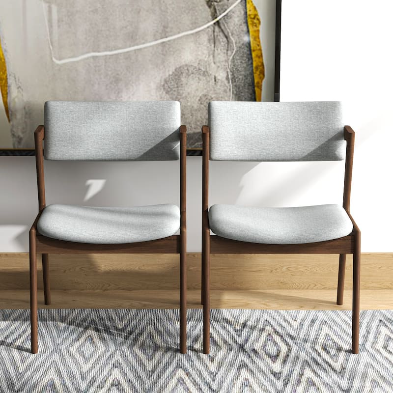 Renaud Mid-Century Modern Fabric Dining Chair in Grey (Set of 2)