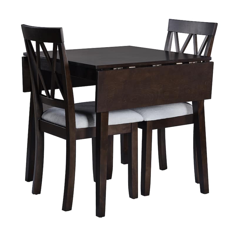 Foldable Dining Table Set, 5 Piece Extendable Dining Set with Drop Leaf Dining Table and 4 Dining Upholstered Chairs