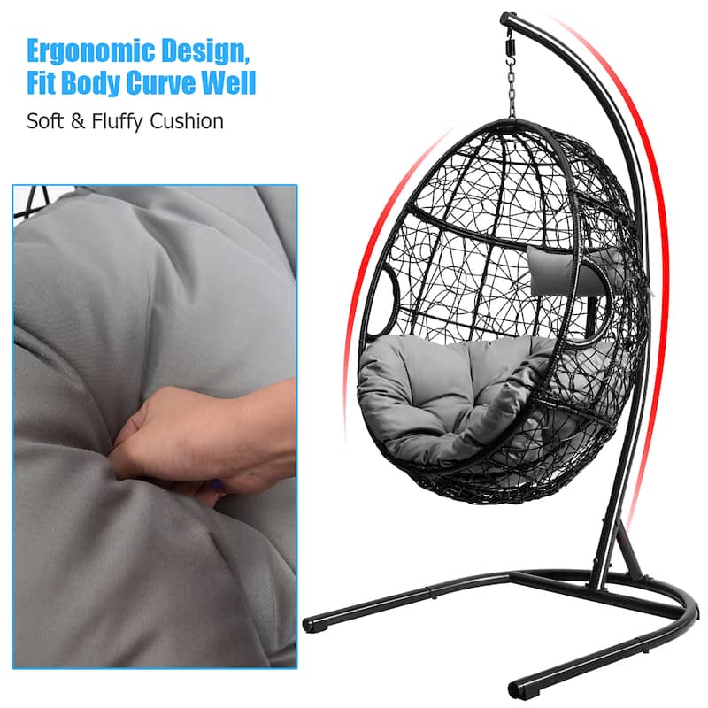 Costway Hammock Chair with Stand Hanging Cushioned Swing Egg Chair - See Description