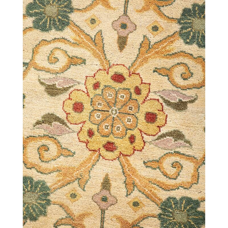 Overton Hand Knotted Wool Vintage Inspired Traditional Mogul Ivory Area Rug - 9 x 12