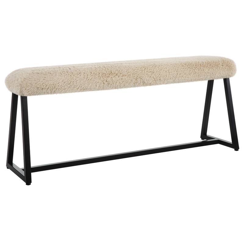 Upholstered Rectangular Slim Bench - 49" - Beige and Black