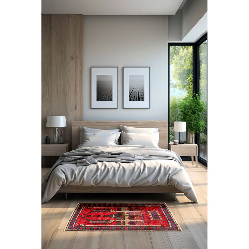 ECARPETGALLERY Hand-knotted Teimani Red Wool Rug - 2'11 x 4'3