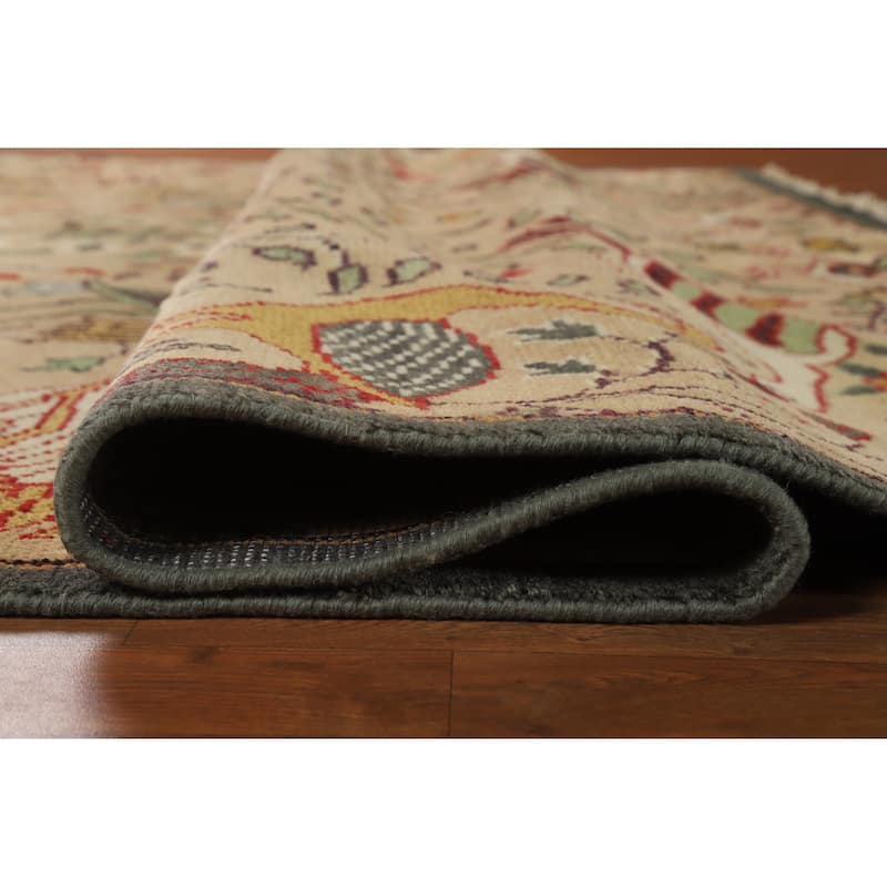Hand Knotted Oriental 100% Wool Carpet Traditional All-Over Peach Ziegler Area Rug - 9' 10'' X 7' 11''