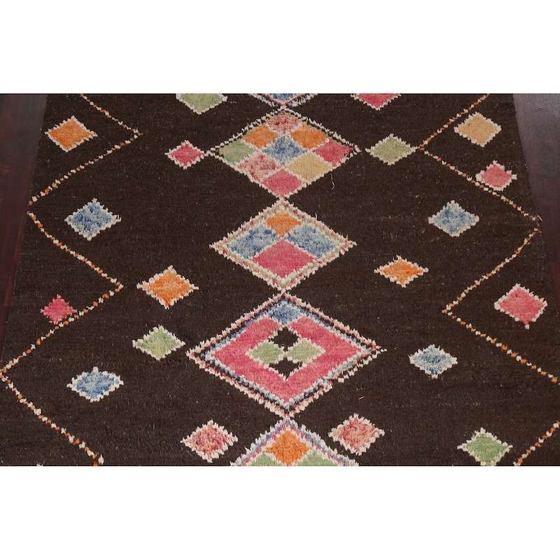 Tribal Oriental Geometric Moroccan Area Rug Hand-knotted Wool Carpet - 6'10" x 10'10"