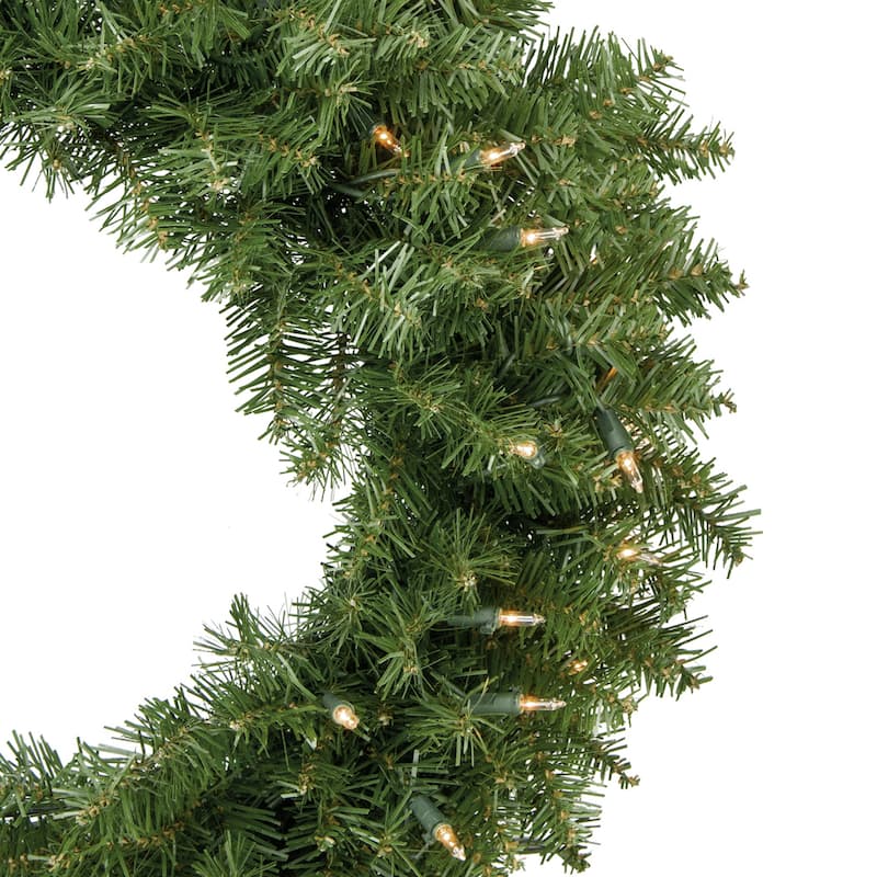 Pre-Lit Rockwood Pine Artificial Christmas Wreath - 24-Inch Clear Lights - 24"