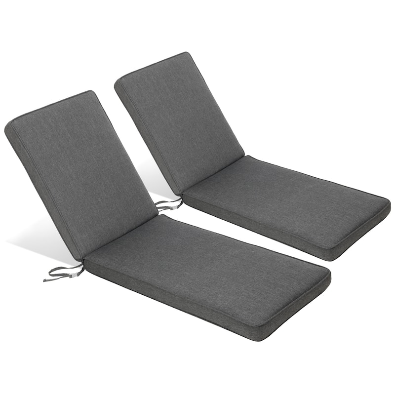 Aoodor Patio Chaise Lounger Cushions Set of 2, Olefin Fabric, Water-Resistant, 72x21x3 Inches(Only Cushions)