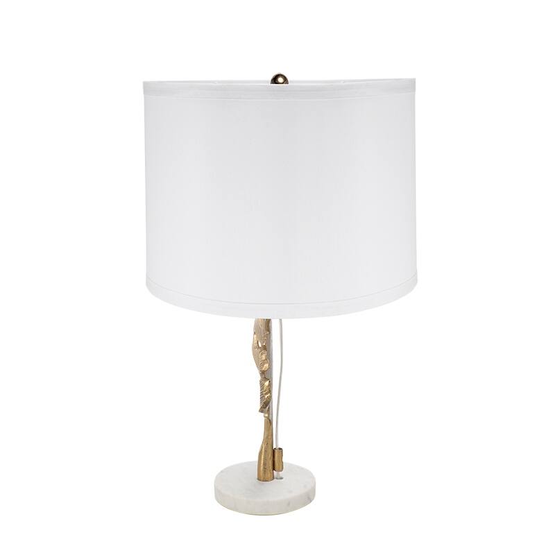 D13x22.2" Gold and White Table Lamp with Leaf Design