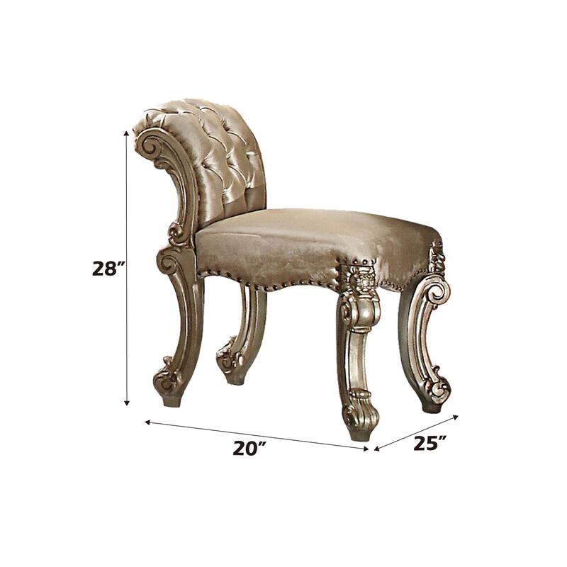 Vendome Fabric, Gold Patina & Bone Finish Vanity Stool