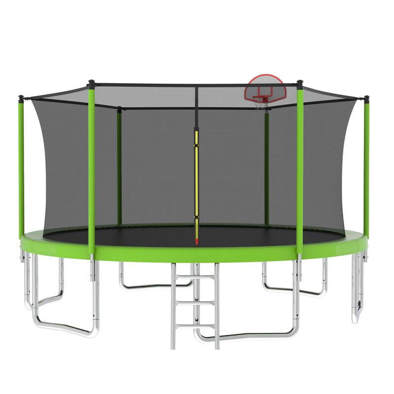14FT for Kids Children with Safety Enclosure Net Outdoor Backyards Large Recreational Trampoline - Green