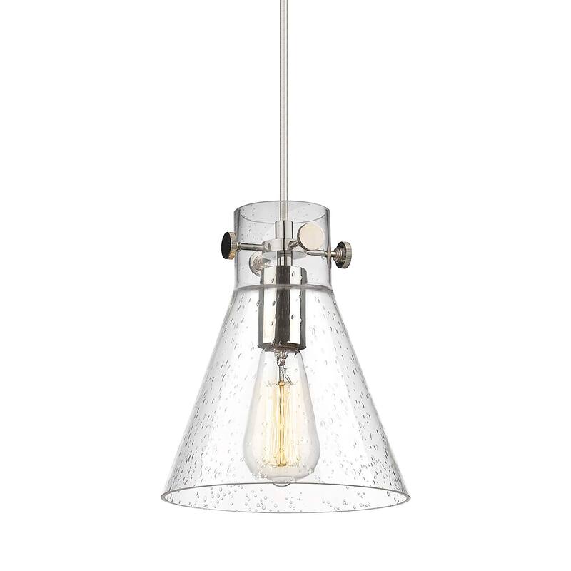 Innovations Lighting 410-1PS-10-8 Newton Cone Pendant Newton Cone 8" - Polished Nickel / Seedy