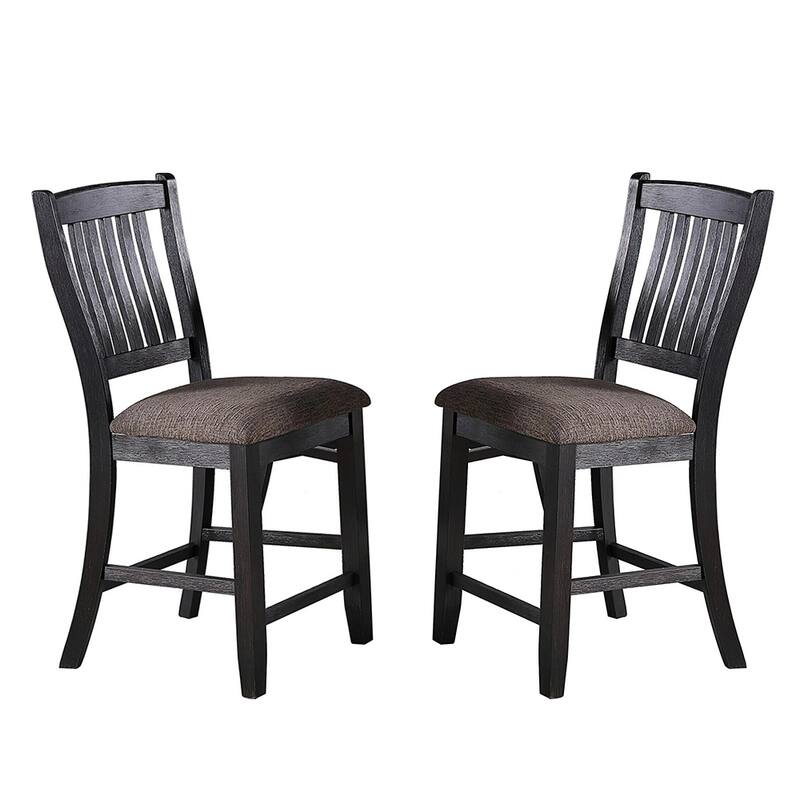 Set of 2 Dark Coffee Fabric Upholstered High Chairs