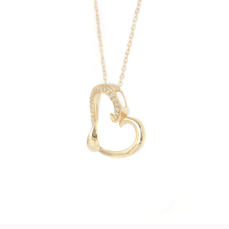 1/20ct TDW Diamond Heart Pendant Necklace in 10K Yellow Gold for Women