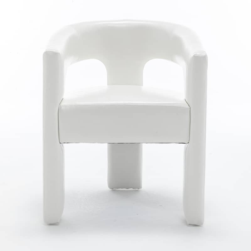 SEYNAR Modern Glam PU Leather Upholstered Dining Chair, Open-Back Accent Chair Set of 2