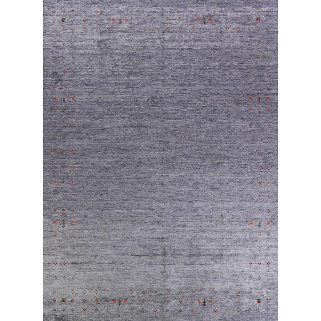 Hand Knotted Oriental 100% Wool Carpet Tribal Tribal Navy Blue & Blues Gabbeh Area Rug - 12' 0'' X 8' 10''