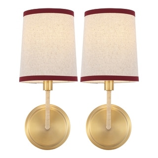 SAFAVIEH Lighting Carter, 6-inch, Metal/Fabric Wall Sconce (Set of 2) - 6"W x 7"D x 15"H