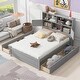 preview thumbnail 19 of 30, Full Size Platform Bed with Headboard Shelves,Within Charging Station and Drawers