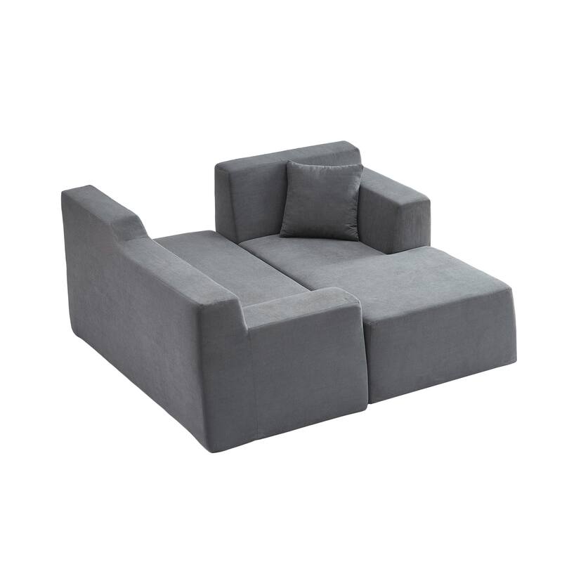 Modern L-Shaped Corduroy High Back Sofa, Right-Hand Facing (RHF)