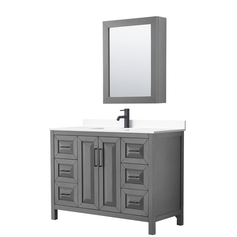 Wyndham Collection Daria 48" Free Standing Single Basin Vanity Set - Dark Gray / White Cultured Marble Top / Matte