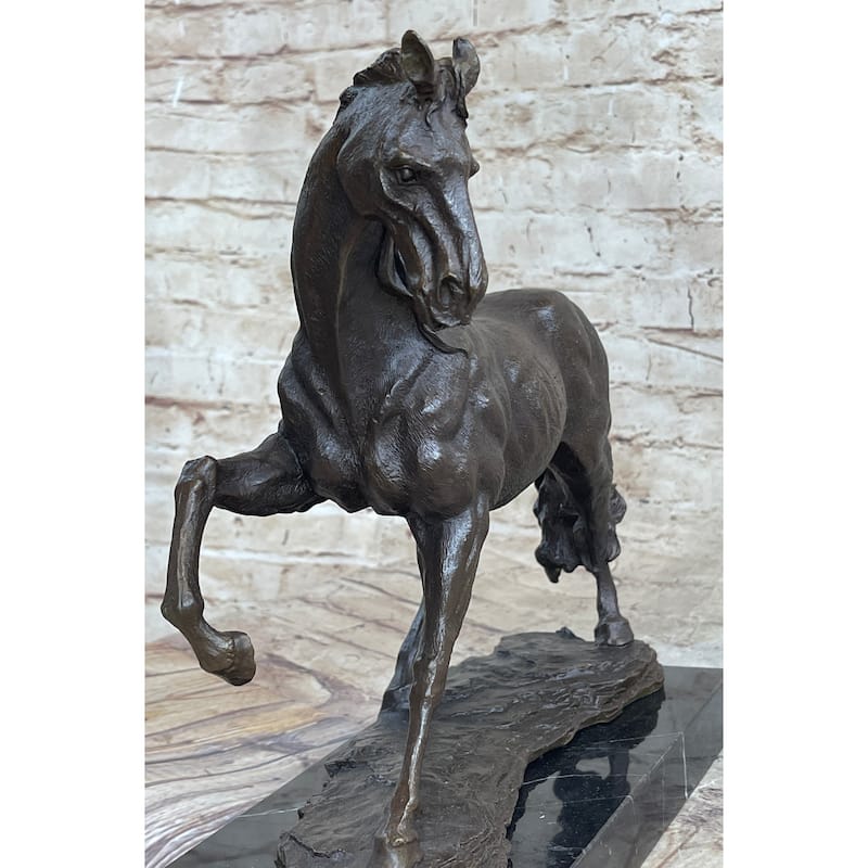 Signed Original Arabian Horse Bronze Sculpture Modern Art Marble Figurine Figure