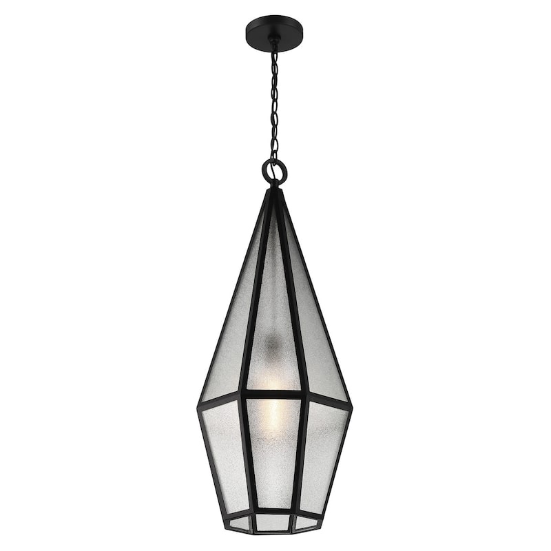 Peninsula 1-Light Outdoor Hanging Lantern in Matte Black